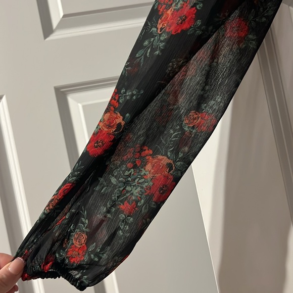 Altar’d State floral, black long sleeve dress - Picture 8 of 10